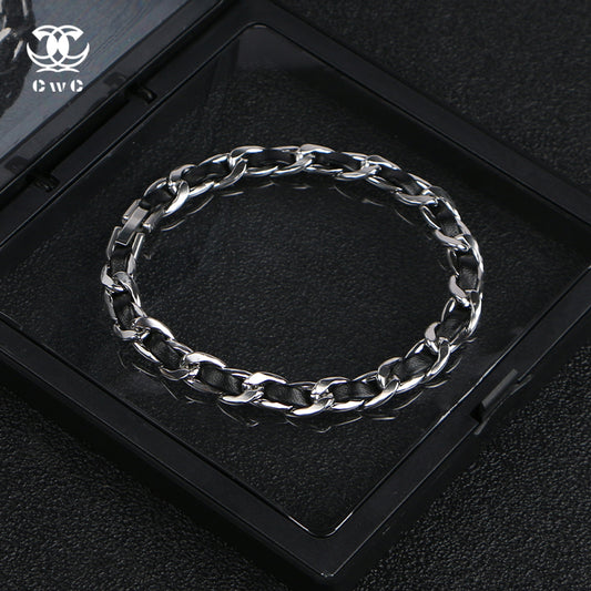 Ironbound Leather Chain Bracelet