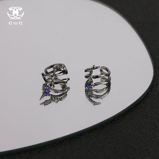 Sapphire Star Hoop Earrings