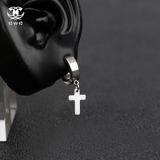 Minimalist Cross Hoop Earring