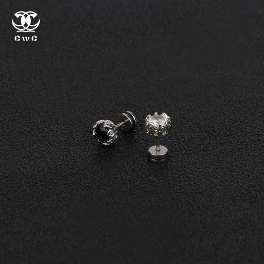 Dual Crown Gem Stud Earrings