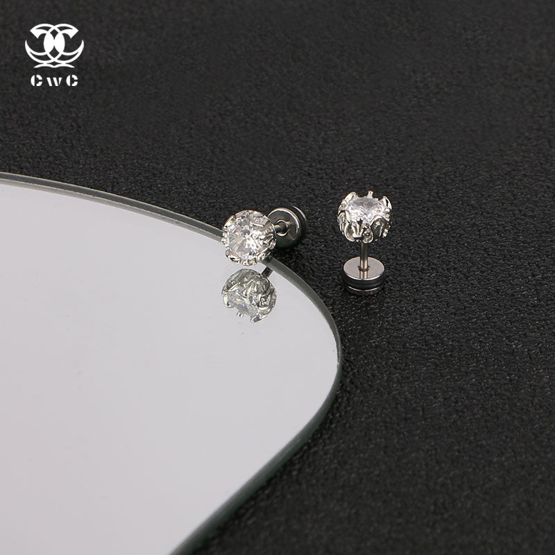 Dual Crown Gem Stud Earrings