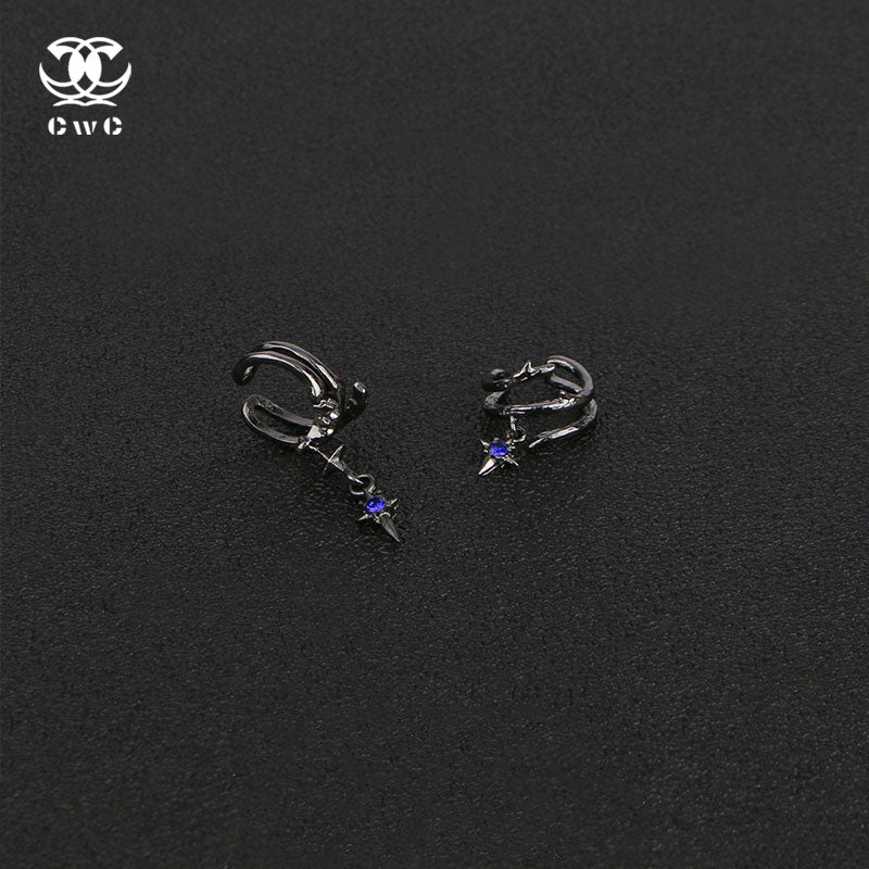 Sapphire Star Hoop Earrings