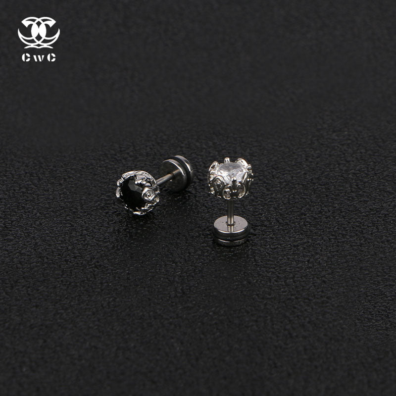 Dual Crown Gem Stud Earrings