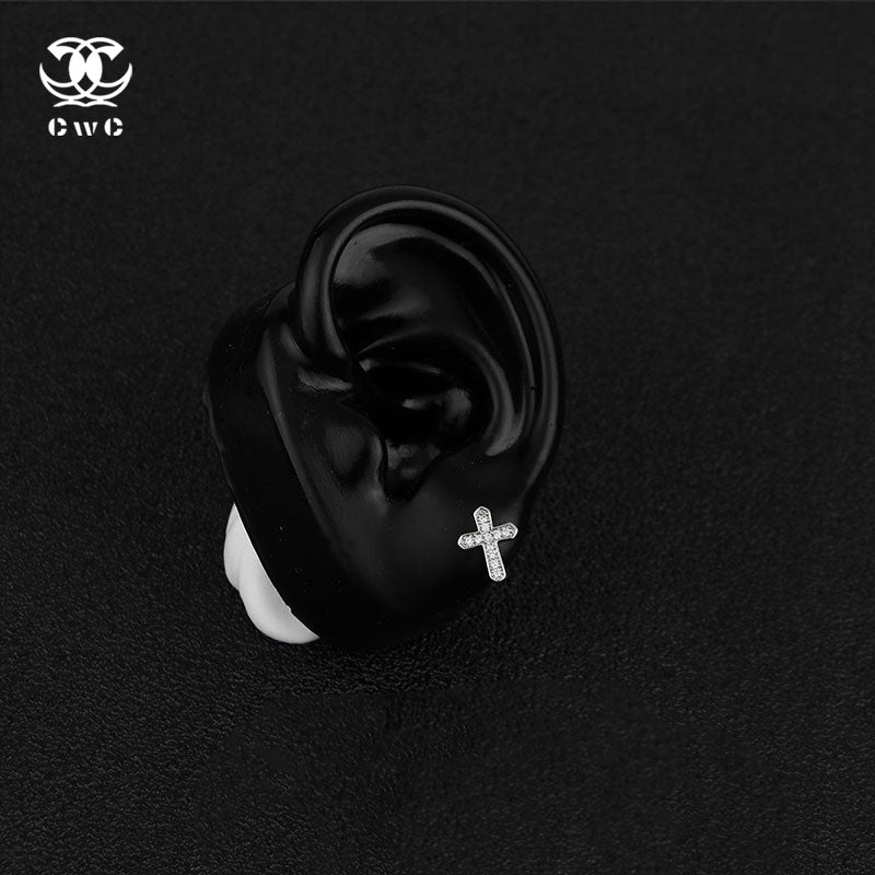 Crystal Cross Stud Earrings