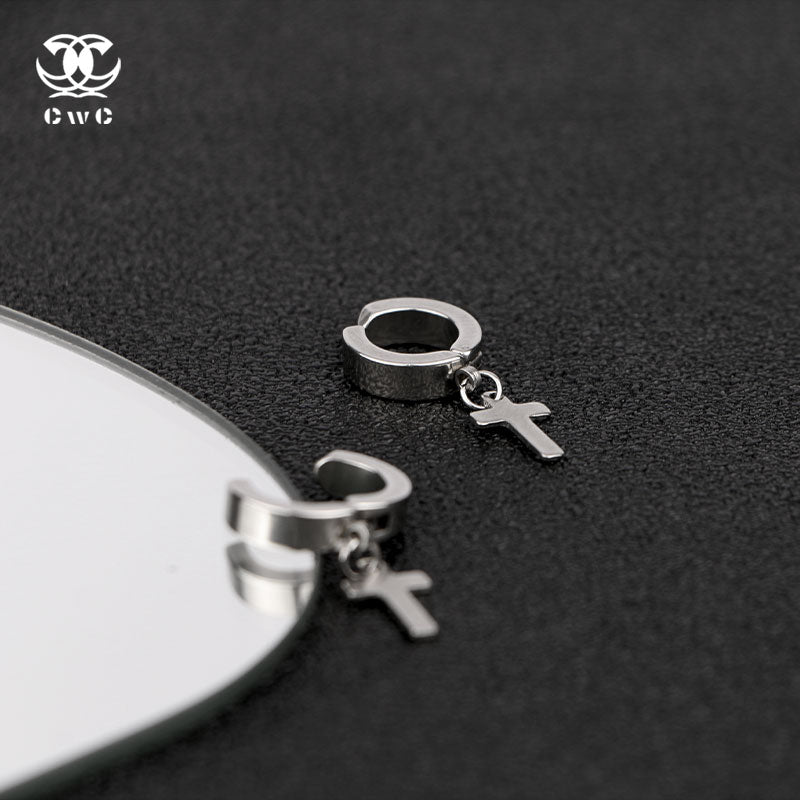 Minimalist Cross Hoop Earring