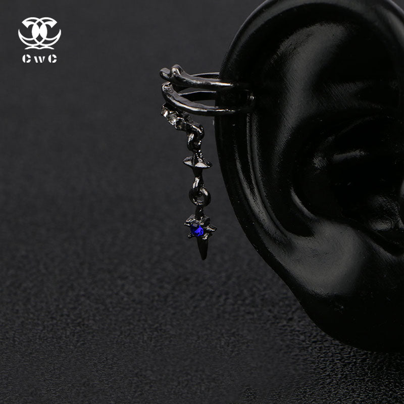 Sapphire Star Hoop Earrings