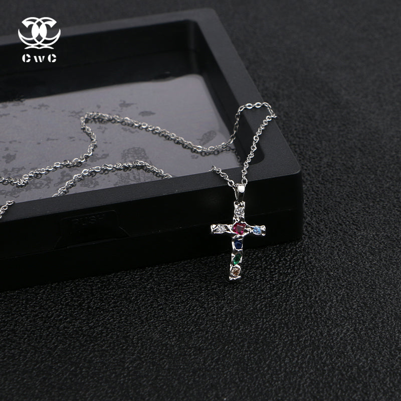 Ethereal Radiance Cross Necklace