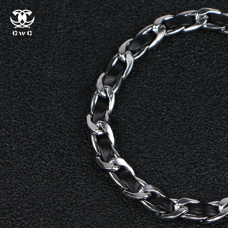 Ironbound Leather Chain Bracelet