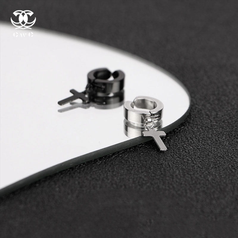 Minimalist Cross Hoop Earring