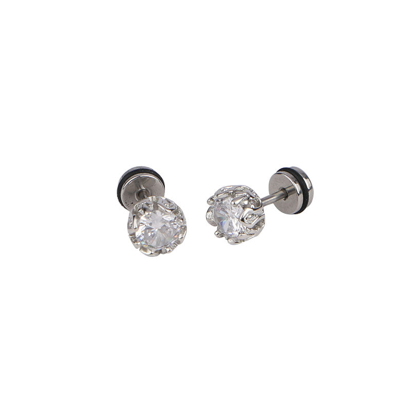 Dual Crown Gem Stud Earrings