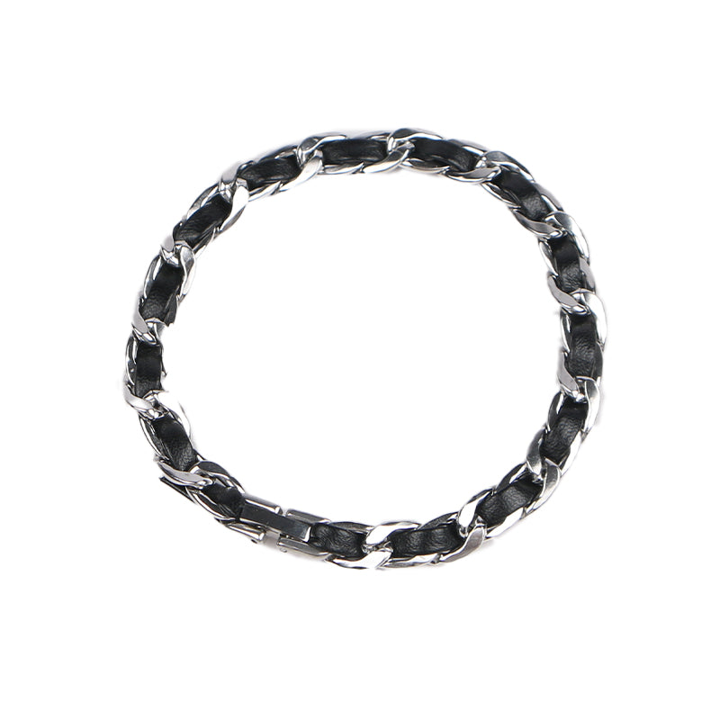 Ironbound Leather Chain Bracelet