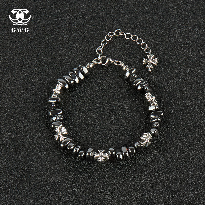 Onyx Cross Beaded Bracelet