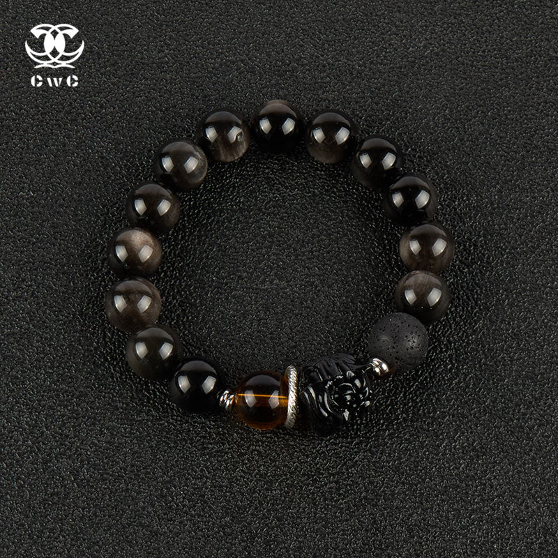 Black Obsidian Pixiu Bead Bracelet