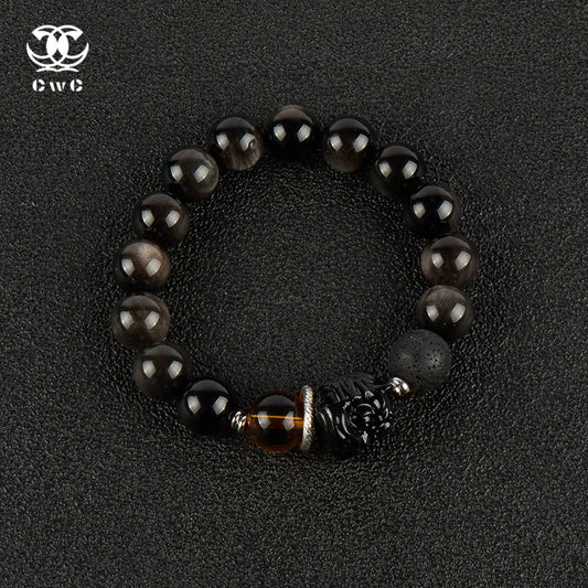 Black Obsidian Pixiu Bead Bracelet