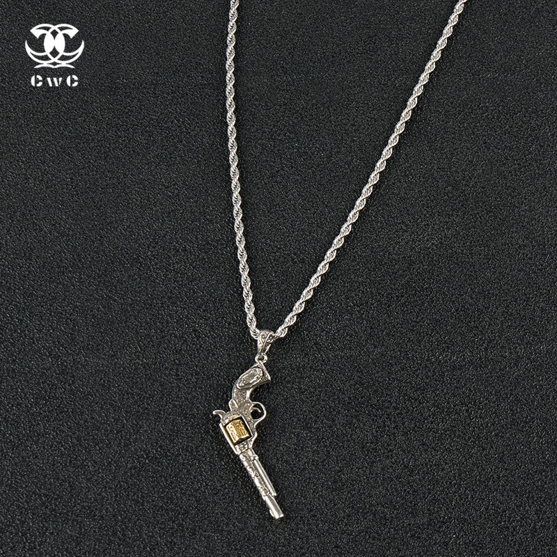 Vintage Revolver Pendant Necklace