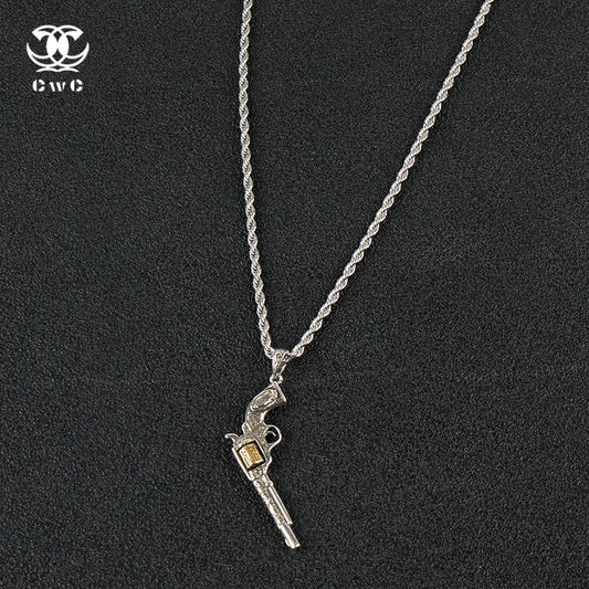 Vintage Revolver Pendant Necklace