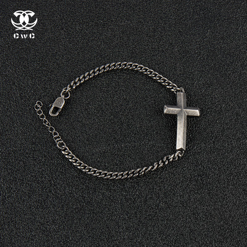 Sideways Cross Curb Chain Bracelet