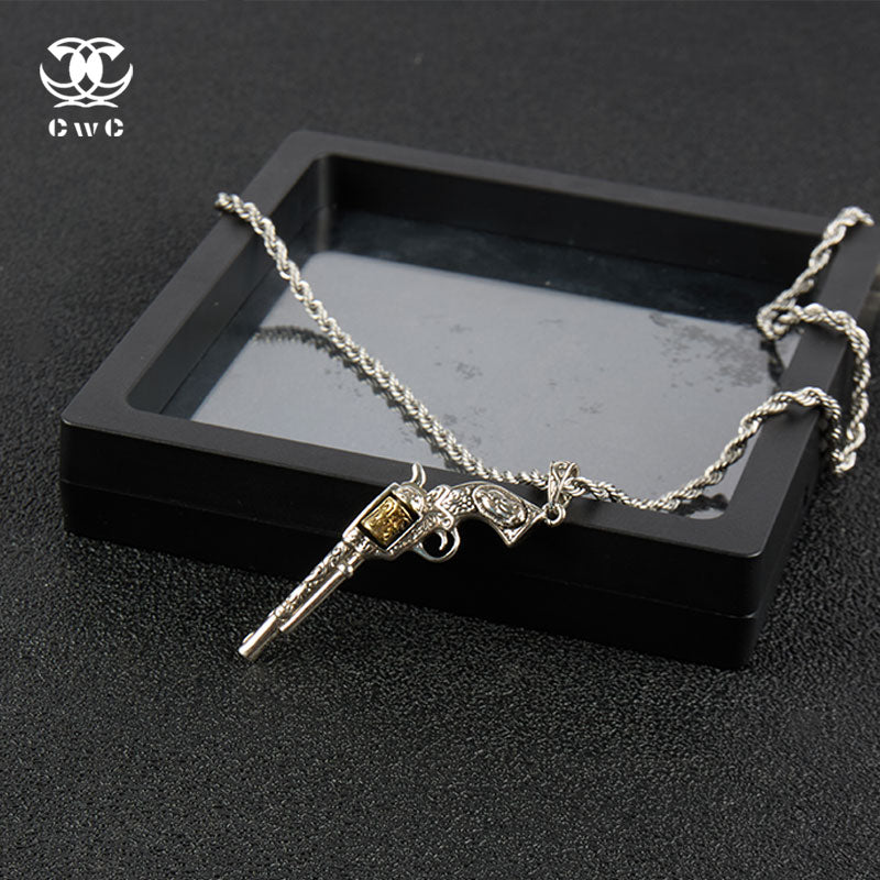Vintage Revolver Pendant Necklace