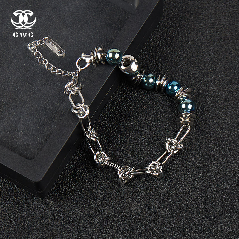 Emerald Steel Link Bracelet