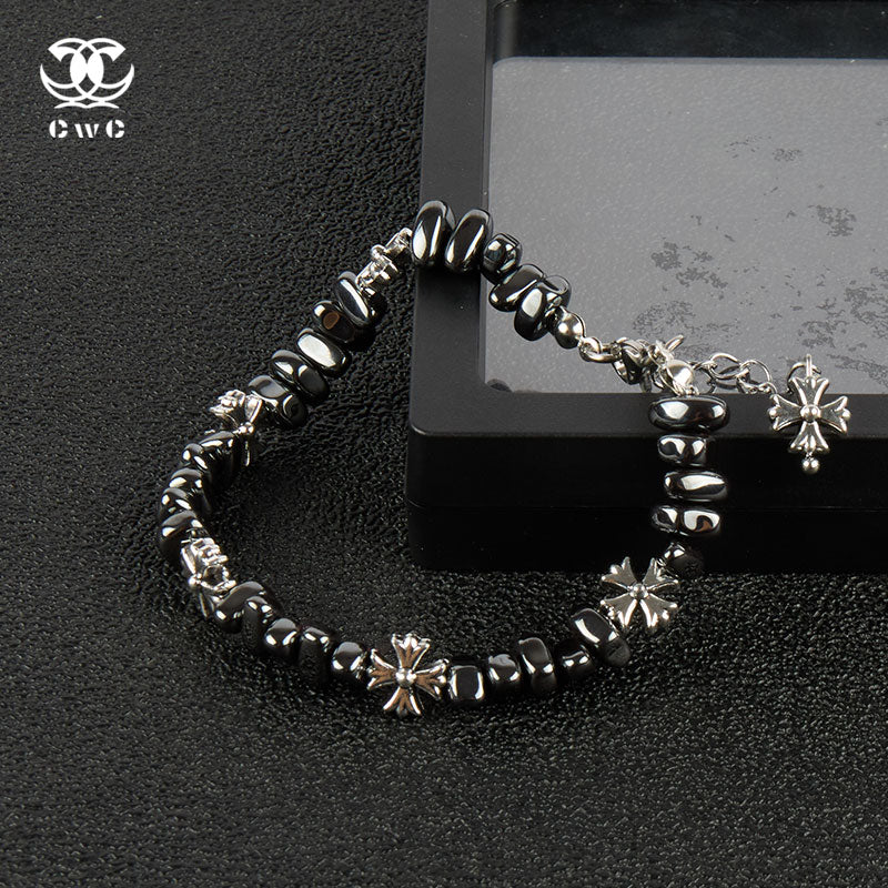 Onyx Cross Beaded Bracelet
