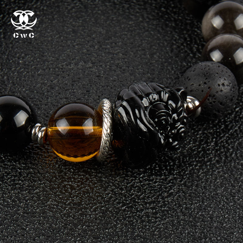 Black Obsidian Pixiu Bead Bracelet