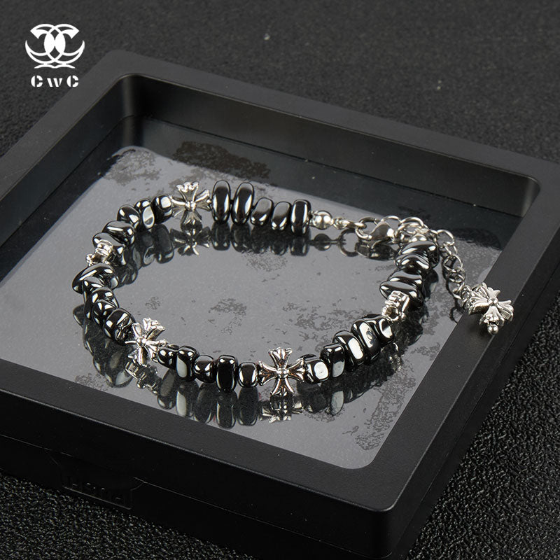 Onyx Cross Beaded Bracelet