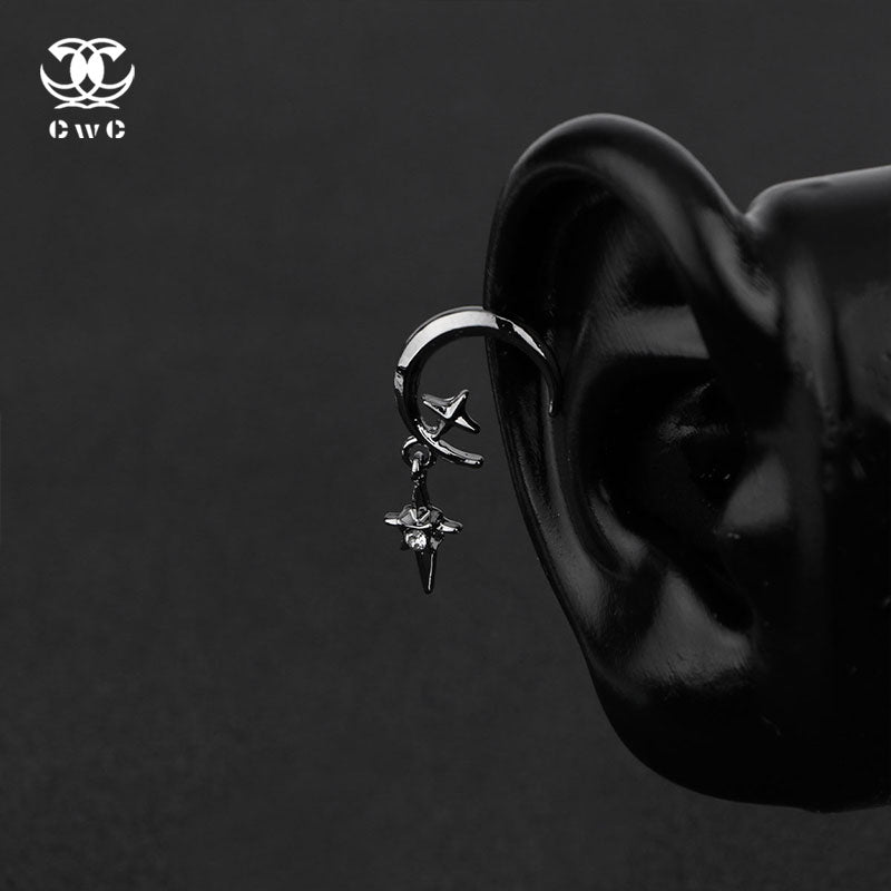 Celestial Star Drop Hoop Earrings