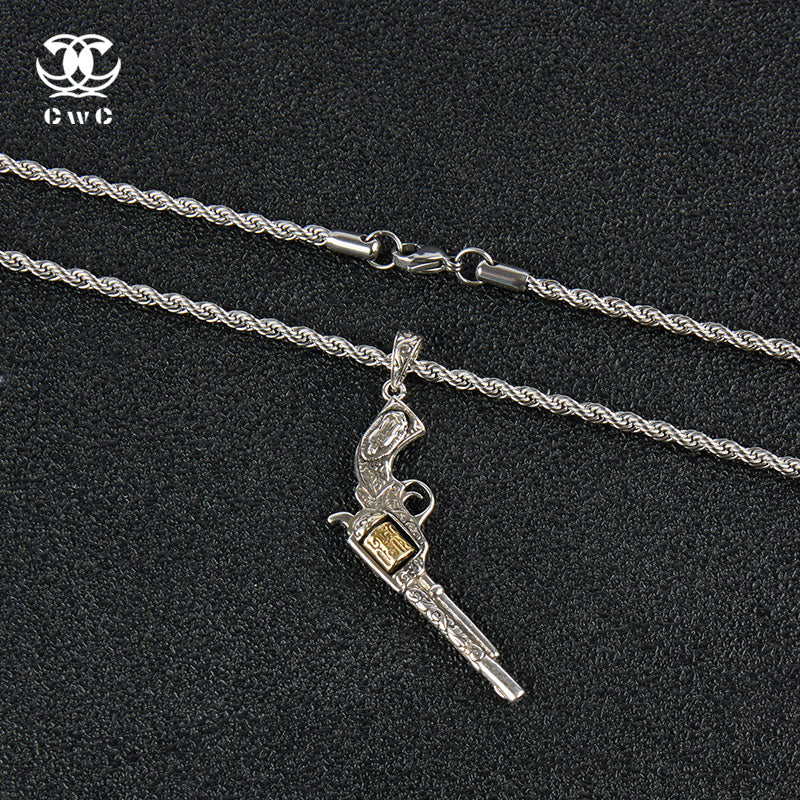Vintage Revolver Pendant Necklace