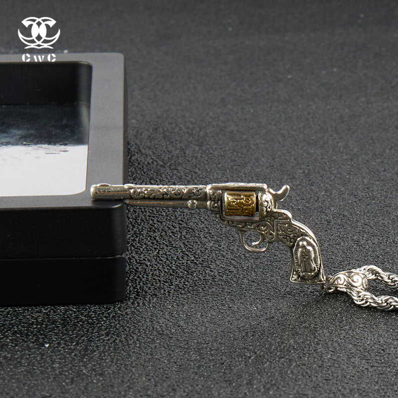 Vintage Revolver Pendant Necklace