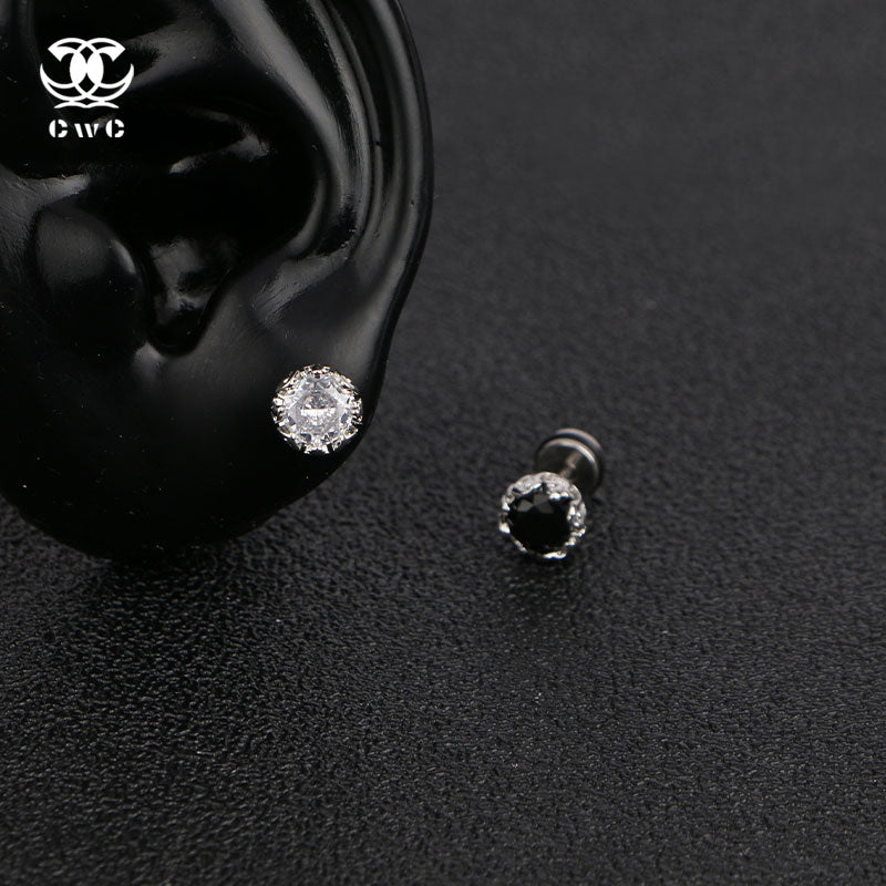 Dual Crown Gem Stud Earrings