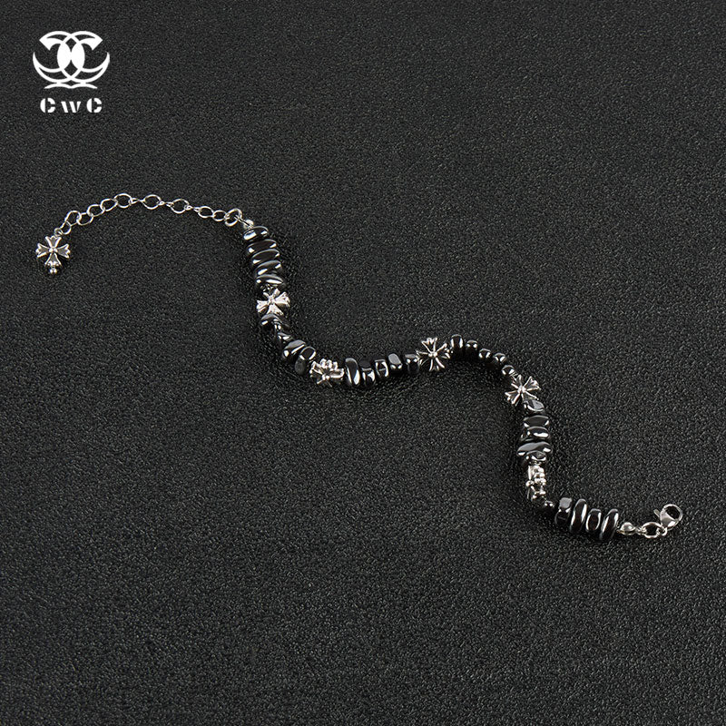 Onyx Cross Beaded Bracelet