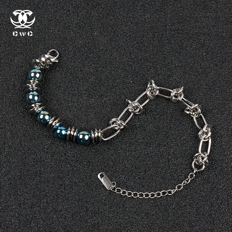 Emerald Steel Link Bracelet