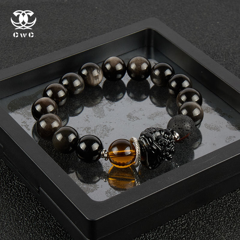 Black Obsidian Pixiu Bead Bracelet