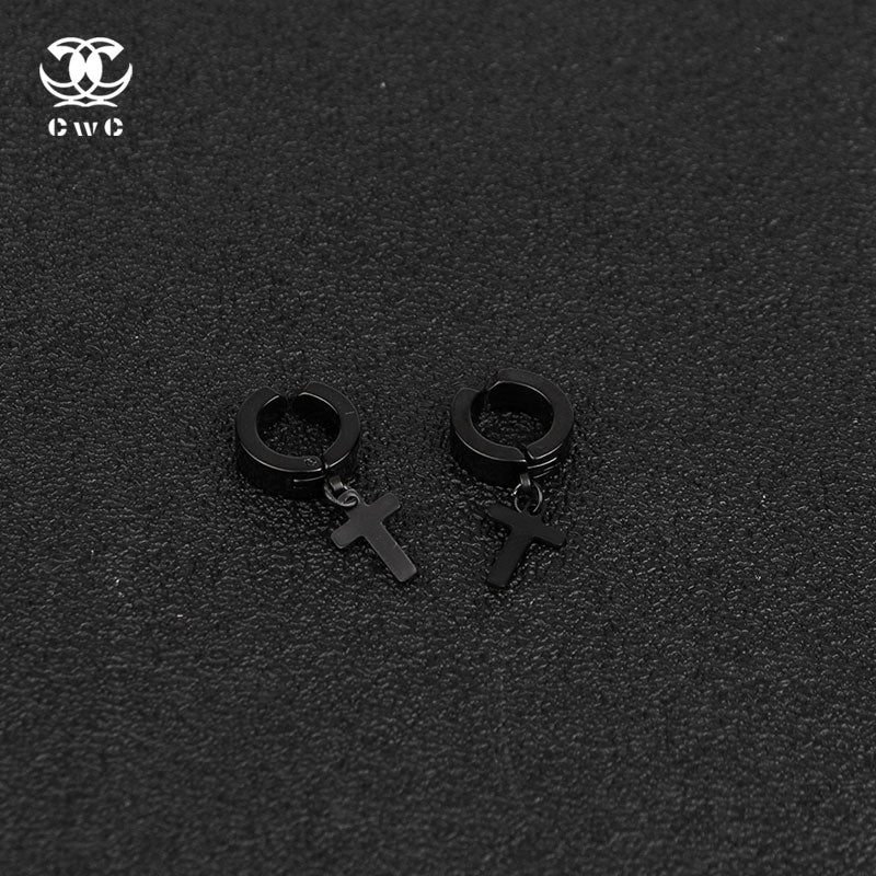Minimalist Cross Hoop Earring