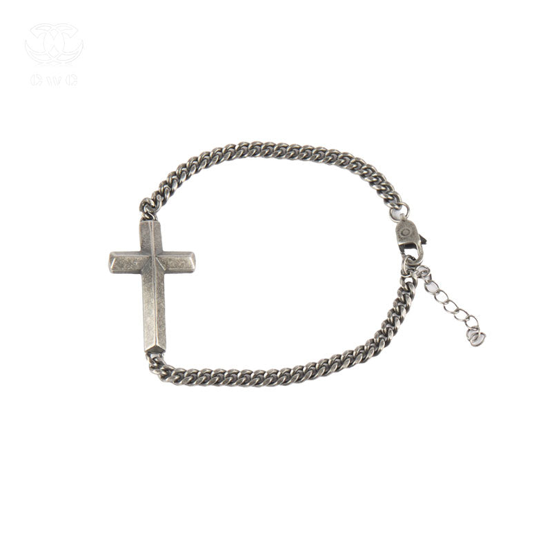 Sideways Cross Curb Chain Bracelet