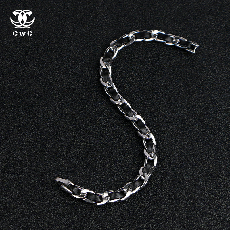 Ironbound Leather Chain Bracelet