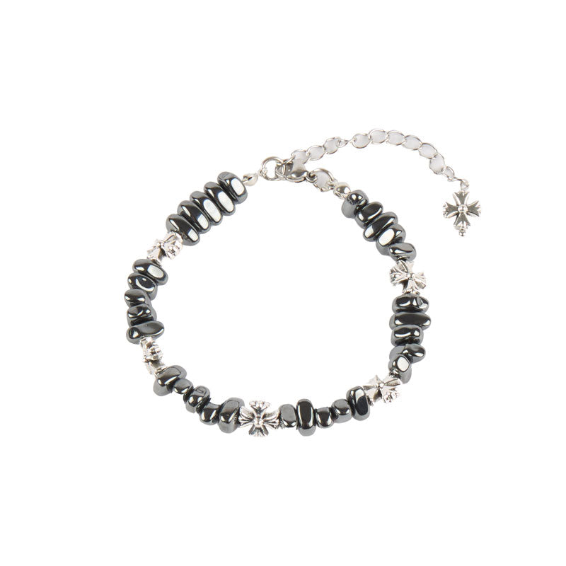 Onyx Cross Beaded Bracelet